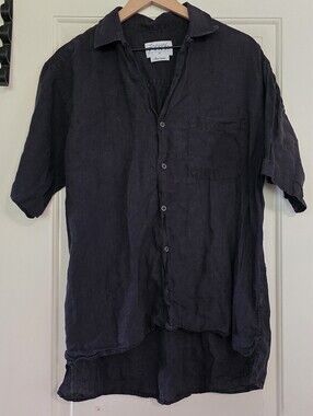Black Button Down Linen Shirt